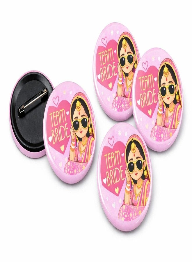 Glitreeprops Ladkiwale Team Bride Brooch Badges for Wedding Bride Squad | Set of 15 Laminated Round Badges With Stainless Steel Pin On Backside | Size 2.25x2.25 Inches - Image 1