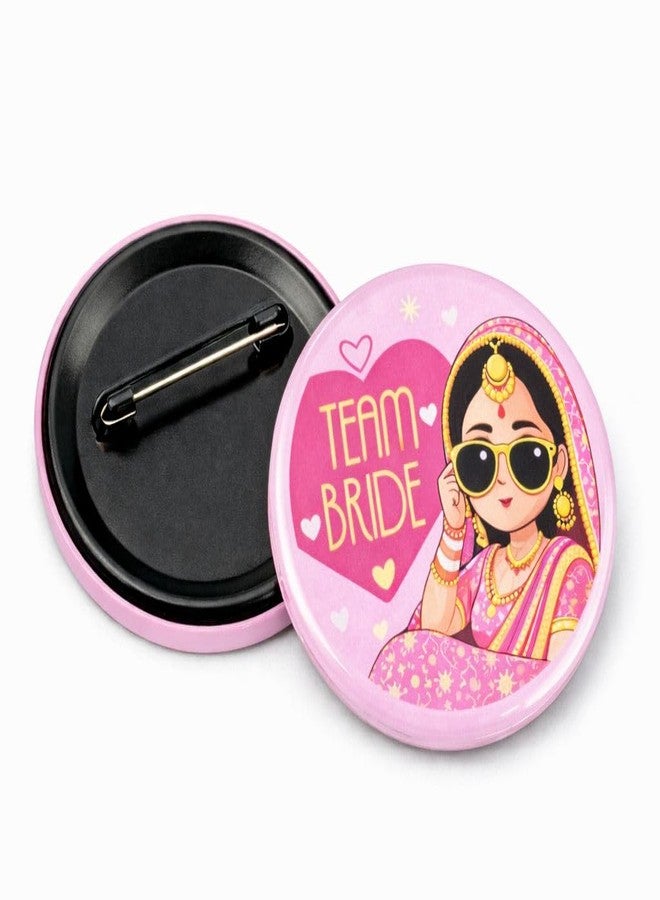 Glitreeprops Ladkiwale Team Bride Brooch Badges for Wedding Bride Squad | Set of 15 Laminated Round Badges With Stainless Steel Pin On Backside | Size 2.25x2.25 Inches - Image 5