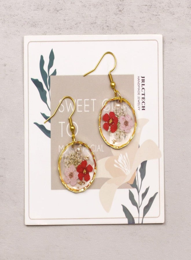 JRLCTECH Daffodil and Garden Verbena Real Pressed Wildflower Earrings, Dainty Gold Drop Dangle Earrings for Women Girls, Handmade Pressed Flower Earring Jewelry Gift - Image 4