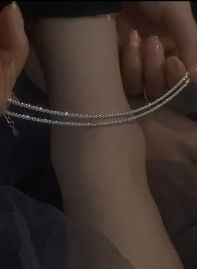 YUCCA 2pcs Silver Ankle Chain for Women, Beach Ankle Bracelets, Shiny and Fashion Foot Jewelry, Perfect Gift - Image 4