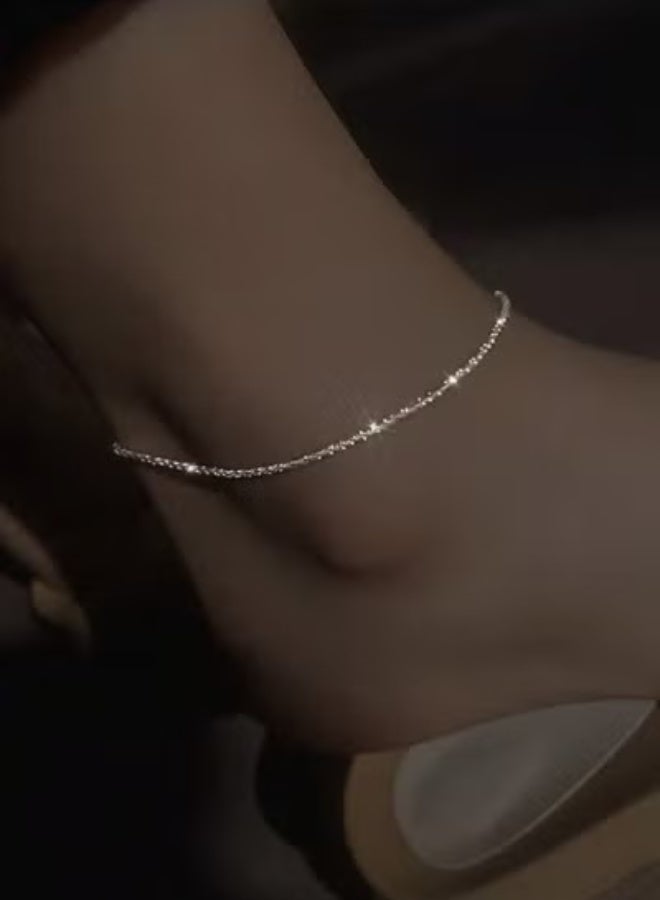 YUCCA 2pcs Silver Ankle Chain for Women, Beach Ankle Bracelets, Shiny and Fashion Foot Jewelry, Perfect Gift - Image 3