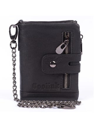 محفظة جولينك GL32420 للرجال من الجلد الفاخر - مانعة لتقنية تحديد الهوية بموجات الراديو، متعددة السحابات، لون أسود