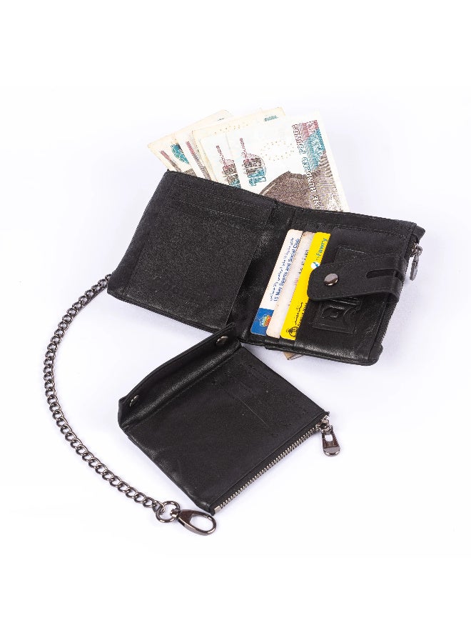 محفظة جولينك GL32420 للرجال من الجلد الفاخر - مانعة لتقنية تحديد الهوية بموجات الراديو، متعددة السحابات، لون أسود