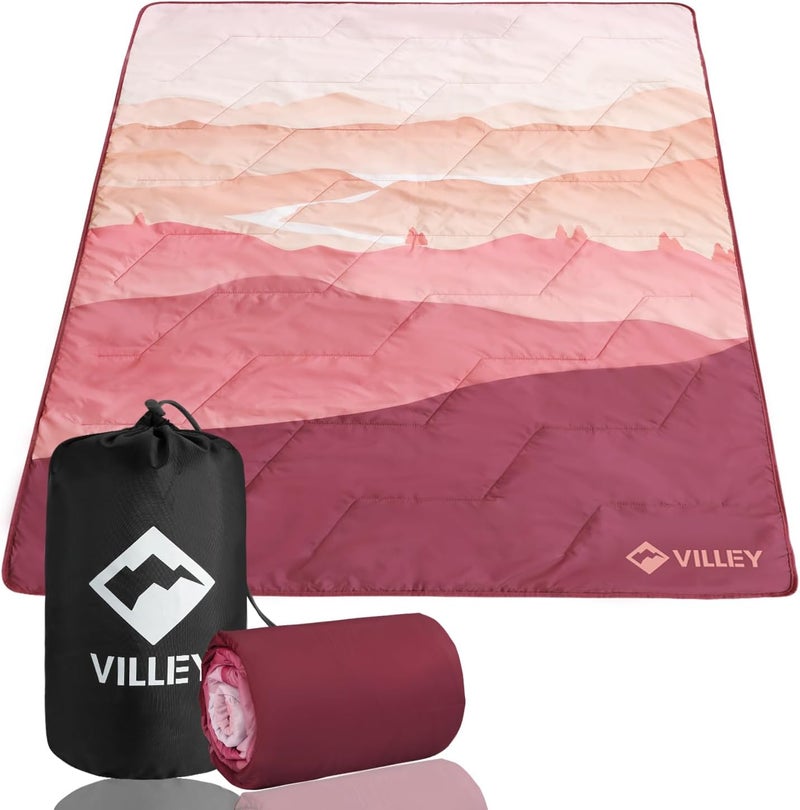 VILLEY Picnic Blanket, 3-Layer Camping Blanket 132cm x 191cm, Machine Washable, Water Repellent and Sandproof, Packable and Portable for Camping, Travel, Park, Beach and Indoor Use - Image 1