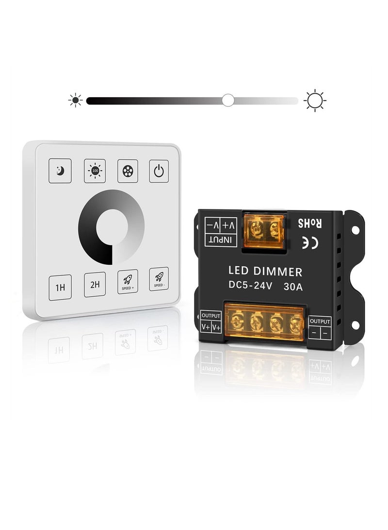 Wall Mounted LED Wall Controller, Touch Panel Dimmer Controller for Single Color LED Strips, Suitable for DC5V 12V 24V 30A Systems, Effortlessly Adjust Brightness - Image 1