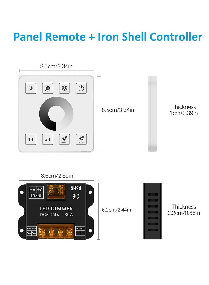 Wall Mounted LED Wall Controller, Touch Panel Dimmer Controller for Single Color LED Strips, Suitable for DC5V 12V 24V 30A Systems, Effortlessly Adjust Brightness - Image 3
