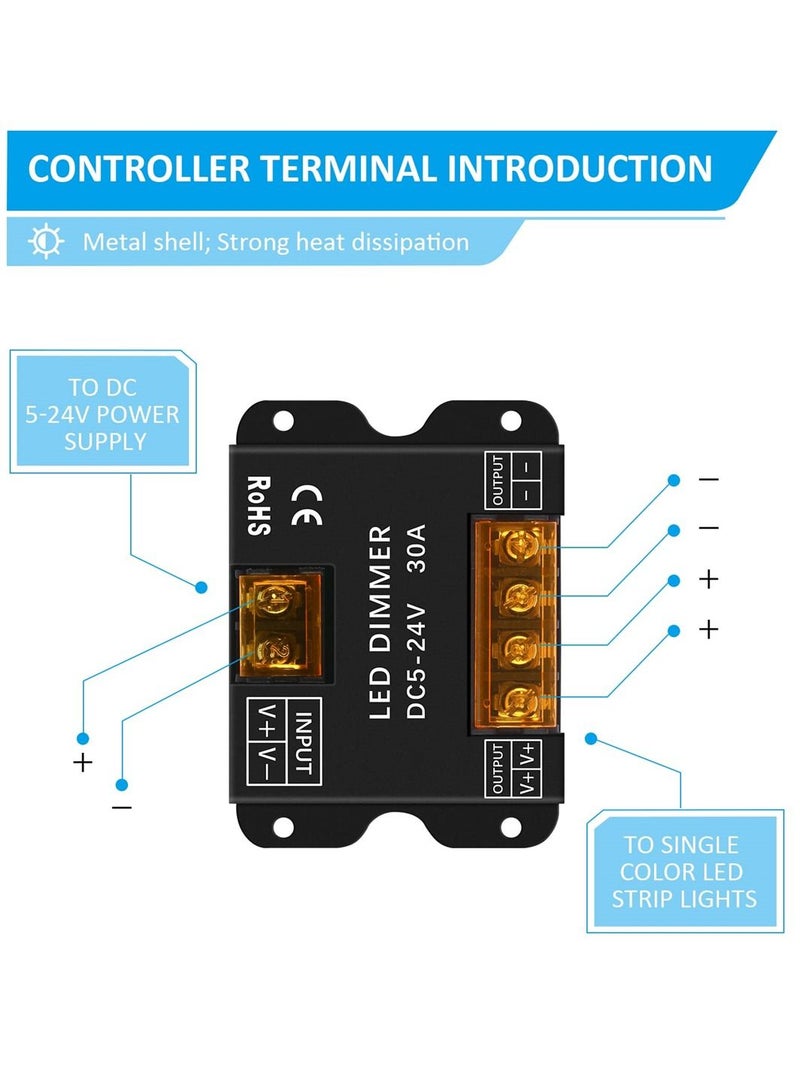 Wall Mounted LED Wall Controller, Touch Panel Dimmer Controller for Single Color LED Strips, Suitable for DC5V 12V 24V 30A Systems, Effortlessly Adjust Brightness - Image 5