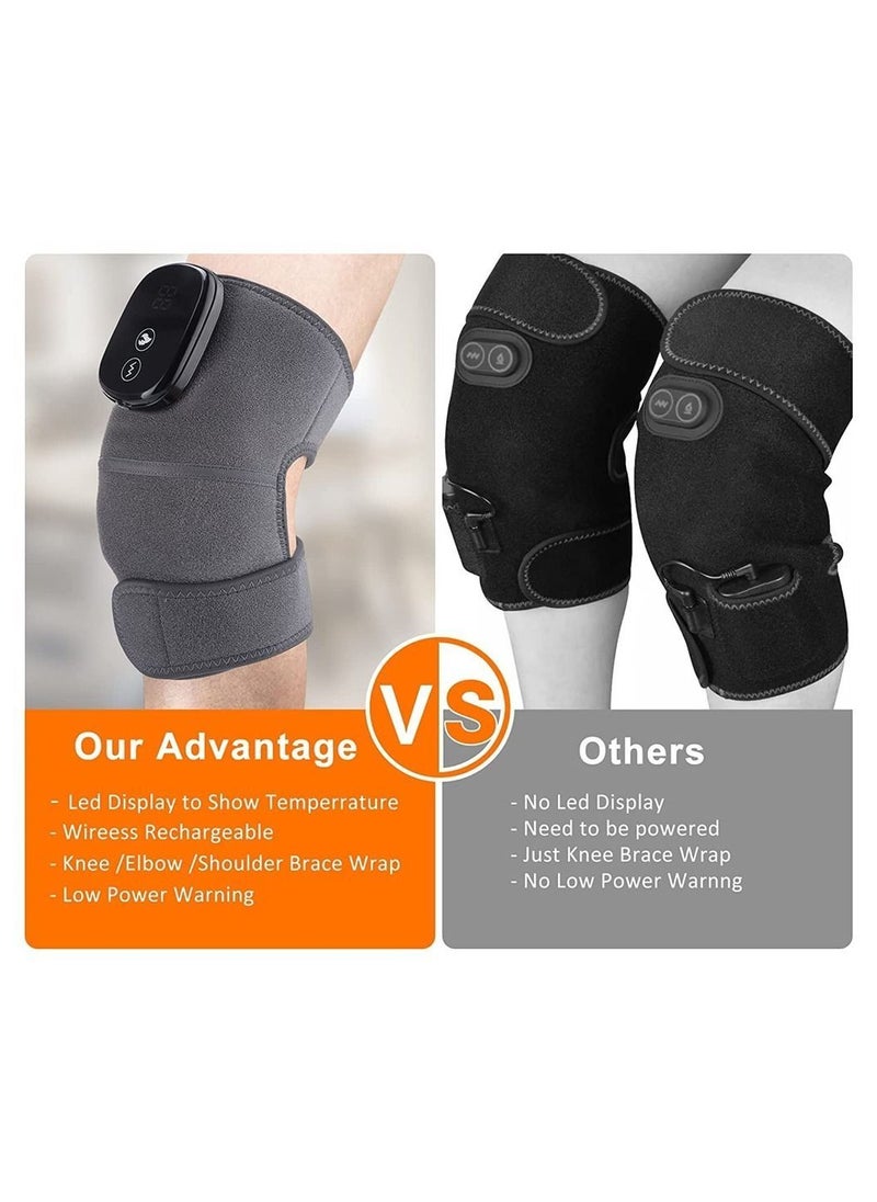 Y&D - Knee Massager Heated Brace 3 Adjustable Vibrations Massage and Heating Modes Brace Wrap with for Pain Relief Elbow Shoulder Relax Stress Relief - Image 1