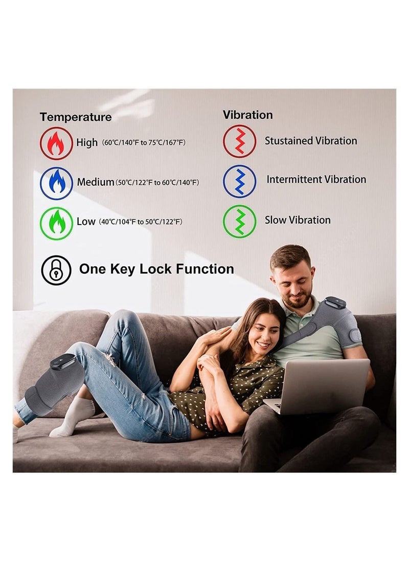 Y&D - Knee Massager Heated Brace 3 Adjustable Vibrations Massage and Heating Modes Brace Wrap with for Pain Relief Elbow Shoulder Relax Stress Relief - Image 1