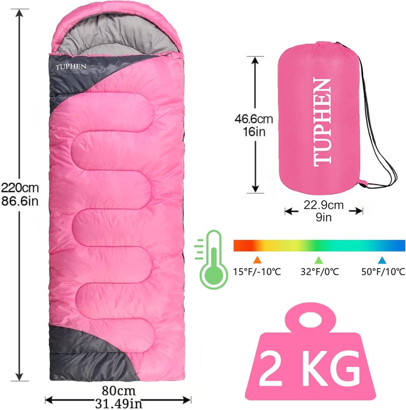 tuphen - Sleeping Bags for Adults Kids Boys Girls Backpacking Hiking Camping Microfiber Liner, Cold Warm Weather 4 Seasons Indoor Outdoor Use, Lightweight & Waterproof - Image 3