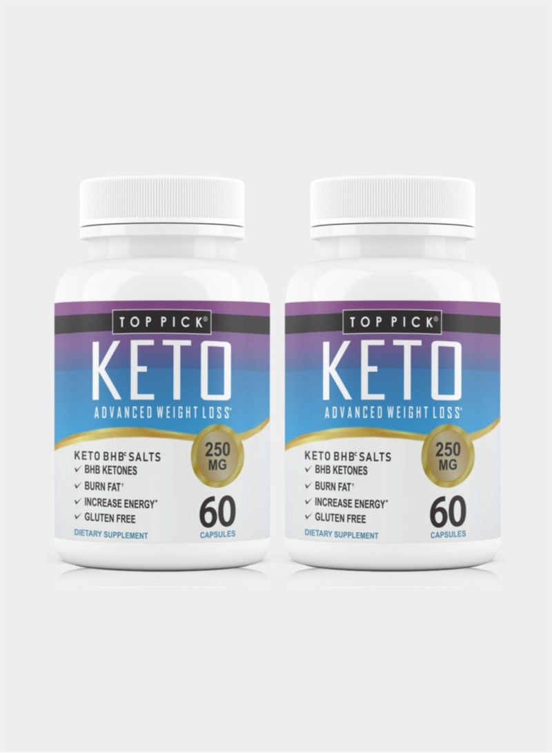 Top Pick Keto Advanced Weight Loss 250 Mg 60 capsules Pack of 2