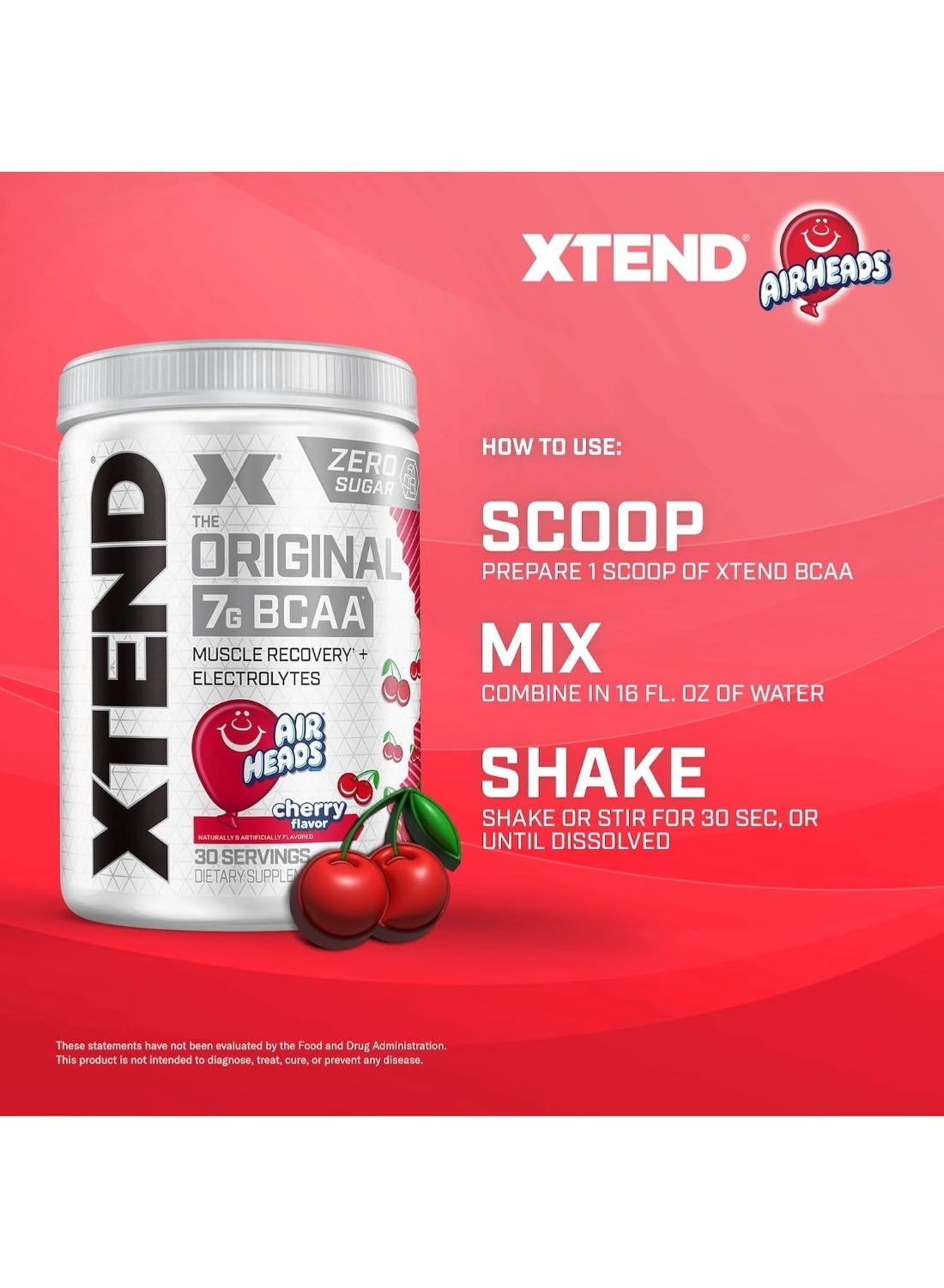 Xtend Airheads Cherry Original BCAA Powder 30 Servings