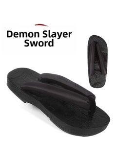 Japanese Wooden Clogs Mens Anime SandalsBlack Black