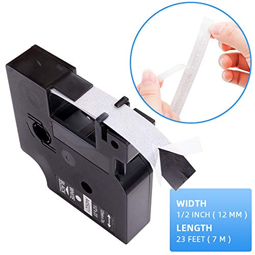 Label KINGDOM LabelKINGDOM Replace for Dymo D1 45021 White on Black Standard Label Tape Refills, 1/2 Inch W x 23 Feet L, S0720610 for LabelManager 210D 280 160 450D Label Maker (4 Pack) - Image 3