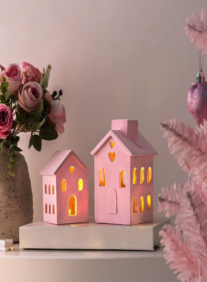 Pawliss Valentines Village Sets, 3Pcs Pink Valentines Day Resin Village Decor, Valentines Decorations Farmhouse Rustic Decor for Home Shelf Cabinet Table, Home Display, Tabletop - Image 5
