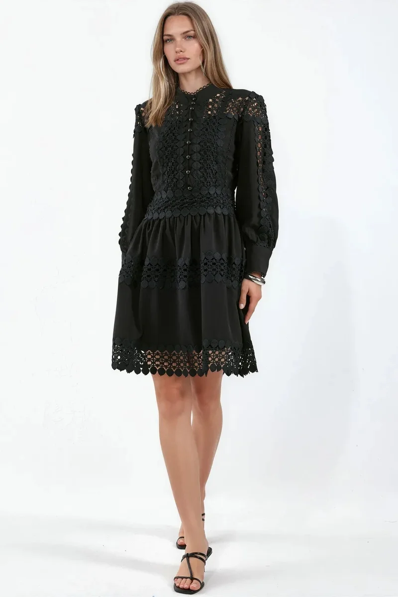 جينيفر Lace A-Line Mini Dress