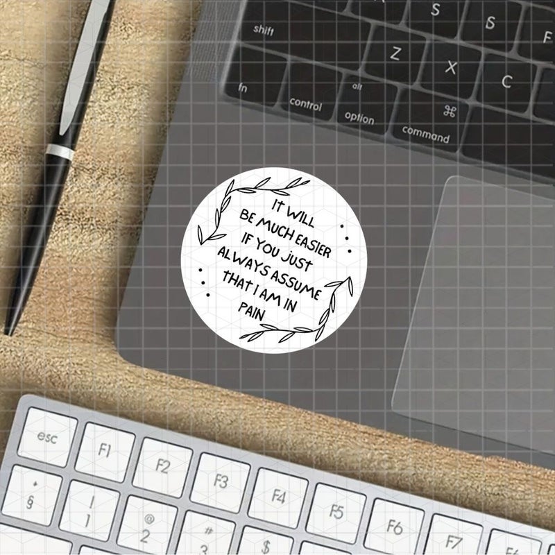 Polychrome 3 Inch Vinyl Sticker Dark Minimalist Text for Laptop Water Bottle Chronic Pain Gift - Image 4