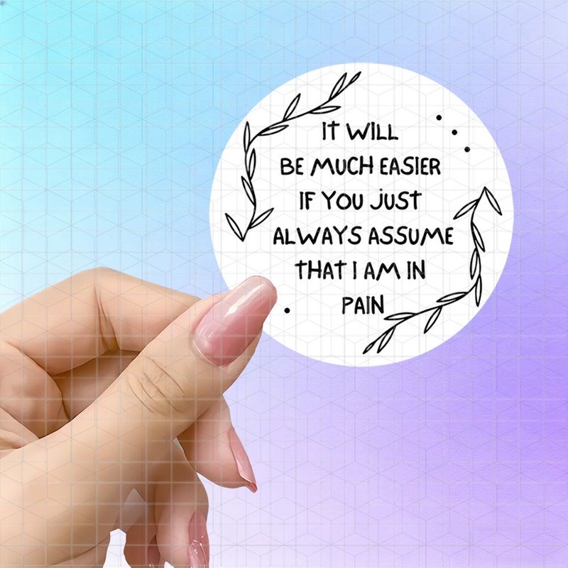 Polychrome 3 Inch Vinyl Sticker Dark Minimalist Text for Laptop Water Bottle Chronic Pain Gift - Image 1