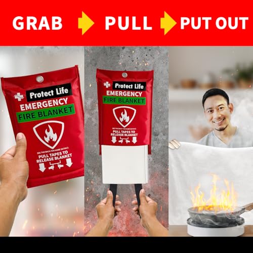 Protect Life Saving Emergency Fire Blankets 2 Pack - 40"x40", Fiberglass Fire Blanket for Home & Kitchen - Fire Suppression or Retardant Tarp - Fire Safety Kit for Car or Camping - Image 5