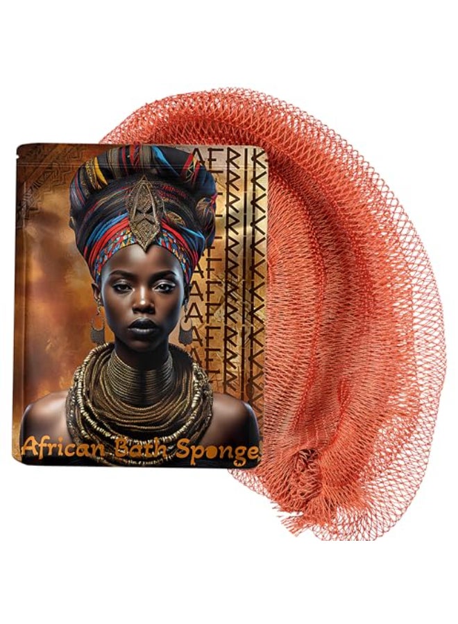 AFRIKI African Net Sponge Exfoliating Body Scrubber Black Owned Rooted in Africa All Skin Types 45 in Long Burnt Orange - Image 1