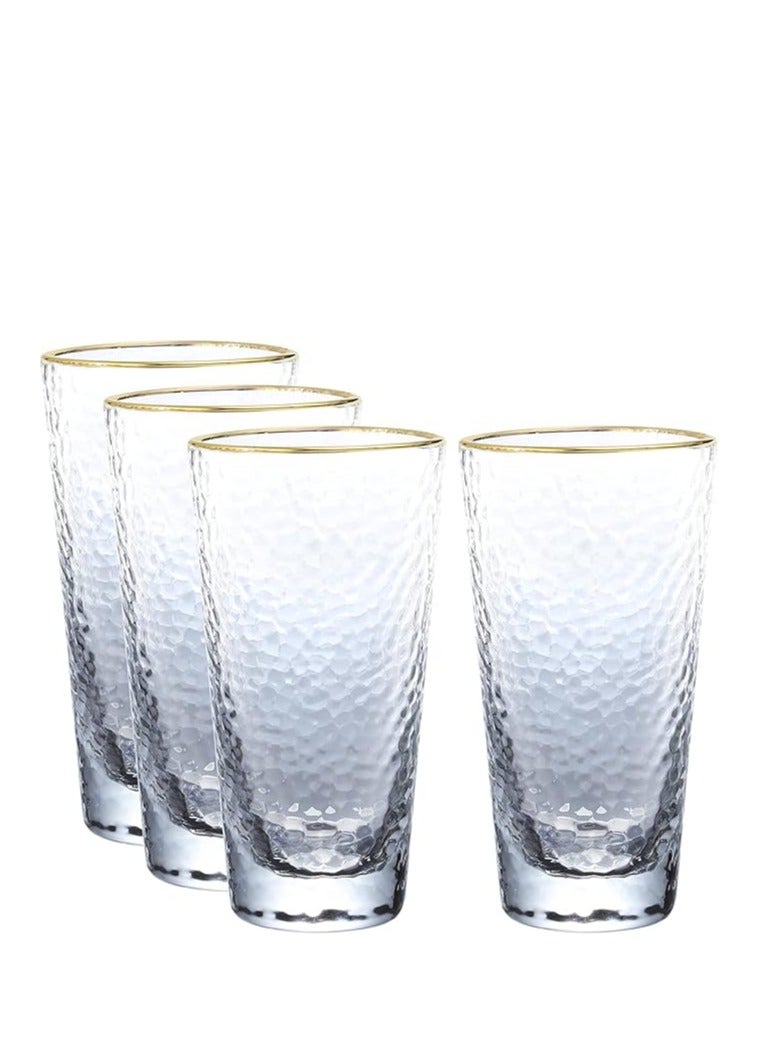 Home zone Household Full Bright Hammer Glass Water Cup  Set of 4 - Image 5