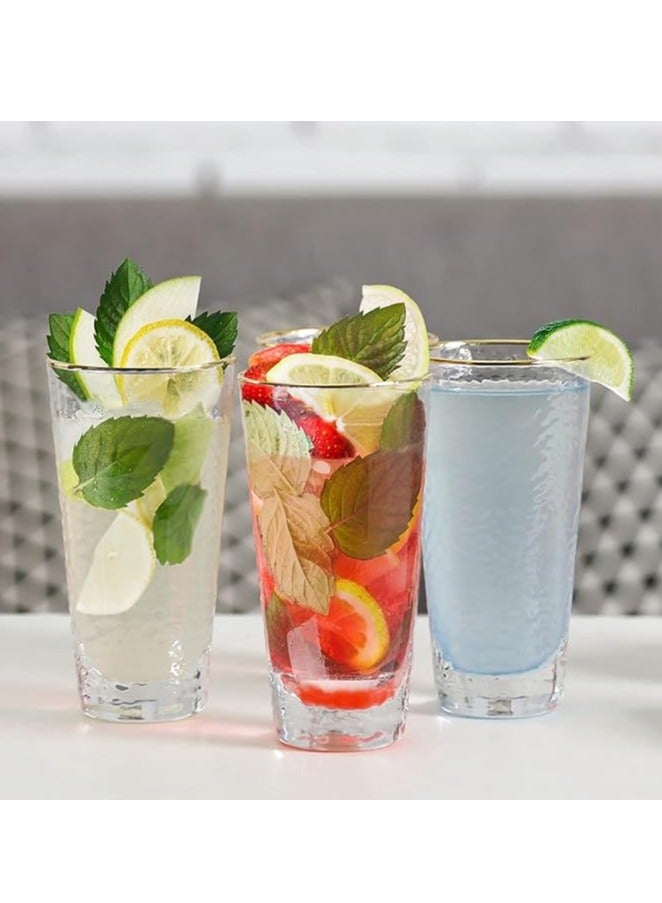 Home zone Household Full Bright Hammer Glass Water Cup  Set of 4 - Image 3