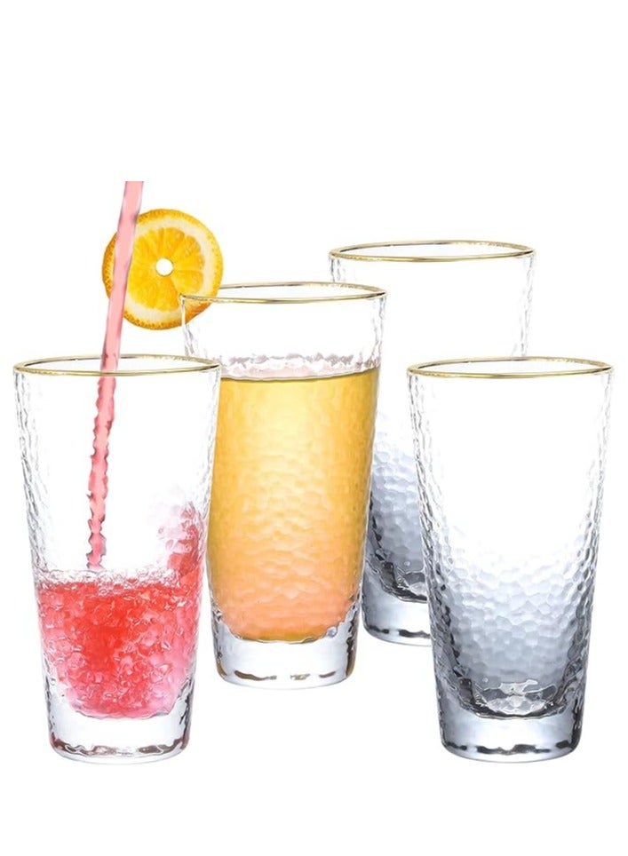 Home zone Household Full Bright Hammer Glass Water Cup  Set of 4 - Image 1