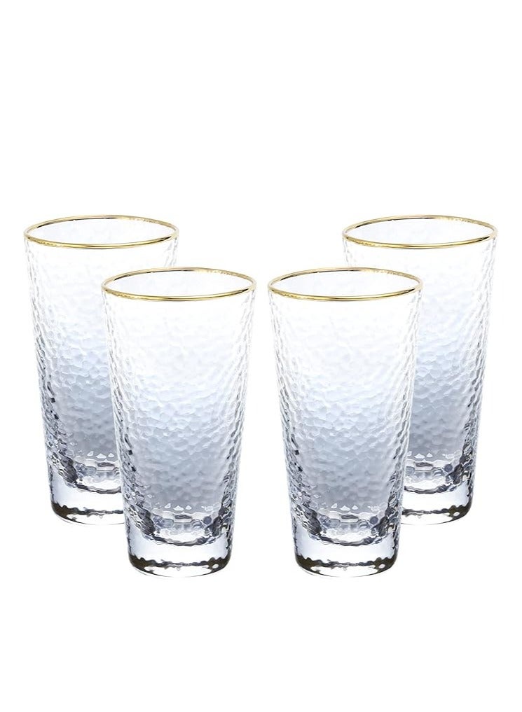 Home zone Household Full Bright Hammer Glass Water Cup  Set of 4 - Image 2