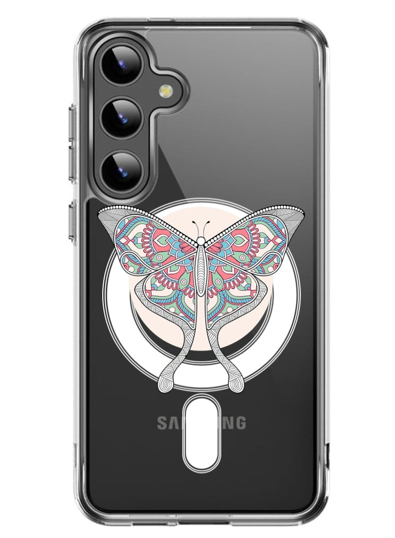 Theodor Magnetic Case for Samsung Galaxy S24 Plus 6.7-inch Compatible with MagSafe Wireless Charging, Shockproof Phone Bumper Cover Buterfly - Image 1