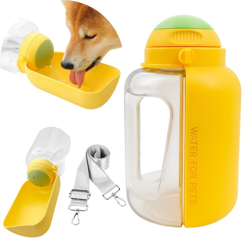 KASTWAVE Seasonal & permanent compatible Portable Dog Water Bottle, with Collapsible Bowl, Large 1000ml Pet Hydration Dispenser, for Large Dogs,for Travel, Hiking, Camping & Walks, Easy Carry Water Feeder (Yellow) Low dust buildup - Image 1