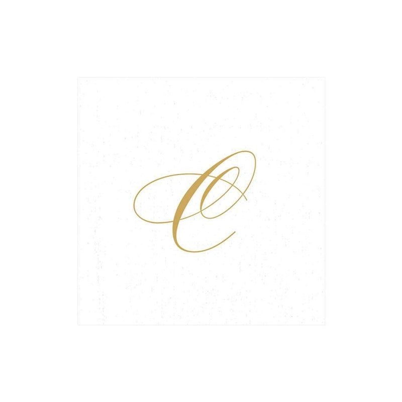 Entertaining with Caspari White Pearl Paper Linen Cocktail Napkins Monogram Initial C Pack of 30 2900CGC