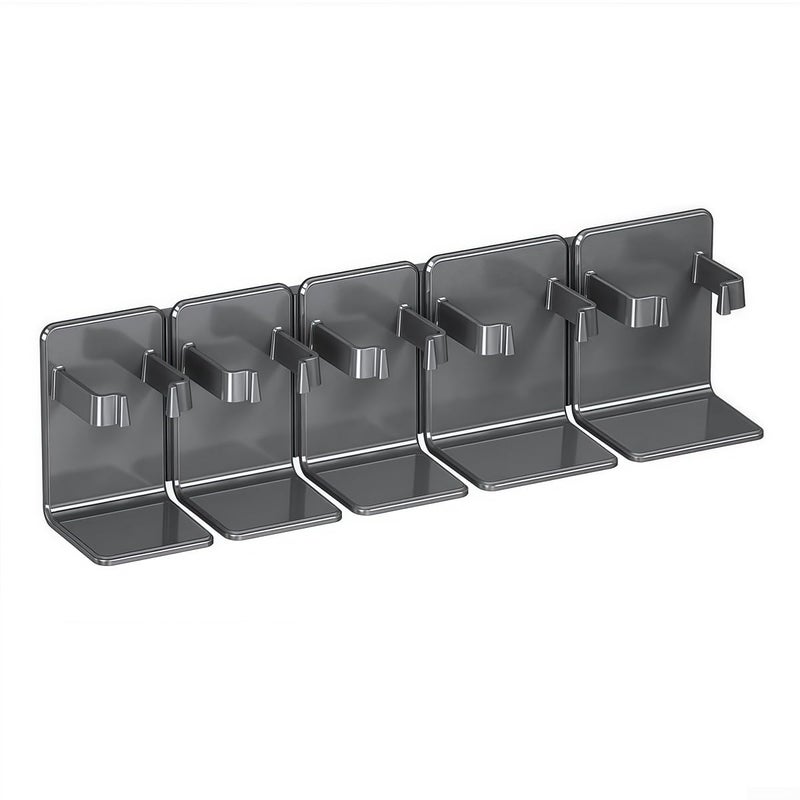 Wall Mount Toothbrush Holder No Drill Storage Rack Space Saving Bathroom Organizer Grey - Image 2