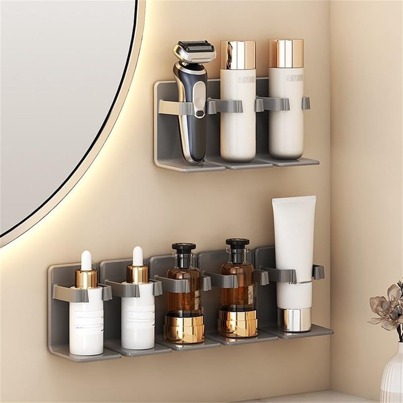 Wall Mount Toothbrush Holder No Drill Storage Rack Space Saving Bathroom Organizer Grey - Image 5