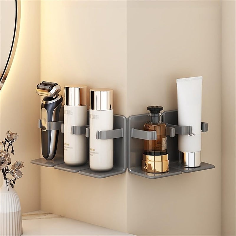 Wall Mount Toothbrush Holder No Drill Storage Rack Space Saving Bathroom Organizer Grey - Image 3