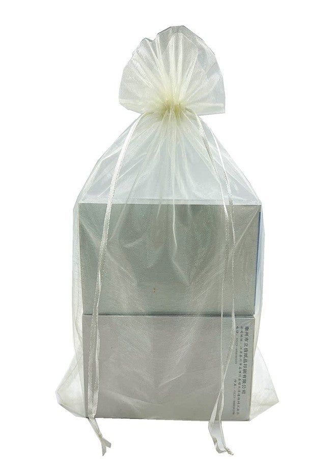LYSXP 30 قطعة من أكياس الأورجانزا الشفافة الكبيرة بلون عاجي مقاس 10 × 14 بوصة، أكياس هدايا الزفاف مع رباط، أكياس حلوى الحفلات والكريسماس - Image 1