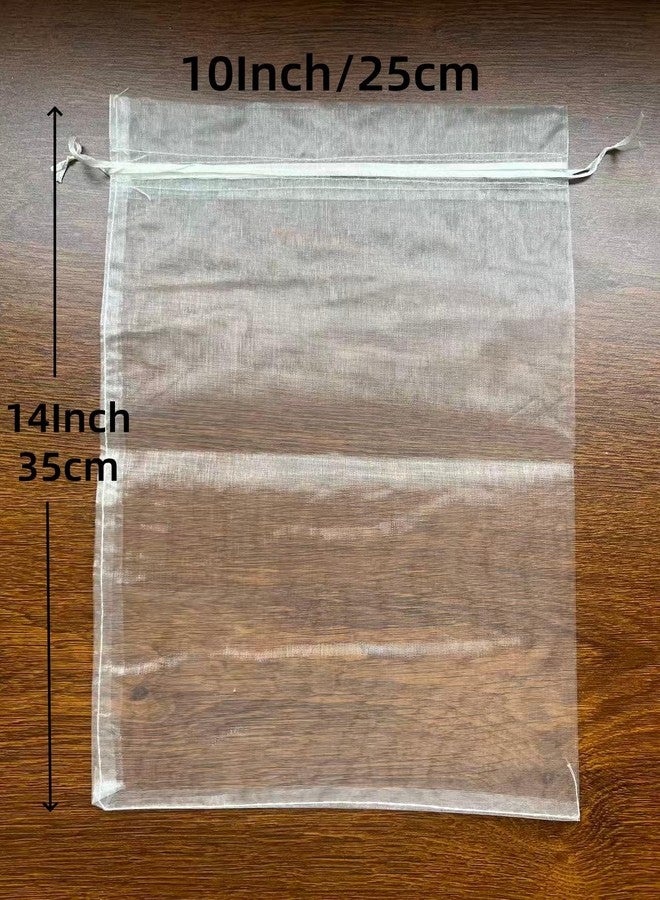 LYSXP 30 قطعة من أكياس الأورجانزا الشفافة الكبيرة بلون عاجي مقاس 10 × 14 بوصة، أكياس هدايا الزفاف مع رباط، أكياس حلوى الحفلات والكريسماس - Image 2