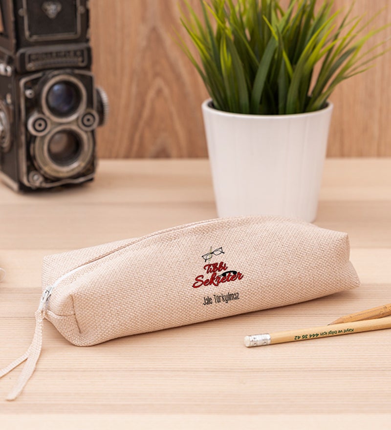 Hediye Dükkanı Gift Shop Personalized Medical Secretary Linen Cloth Pen Holder