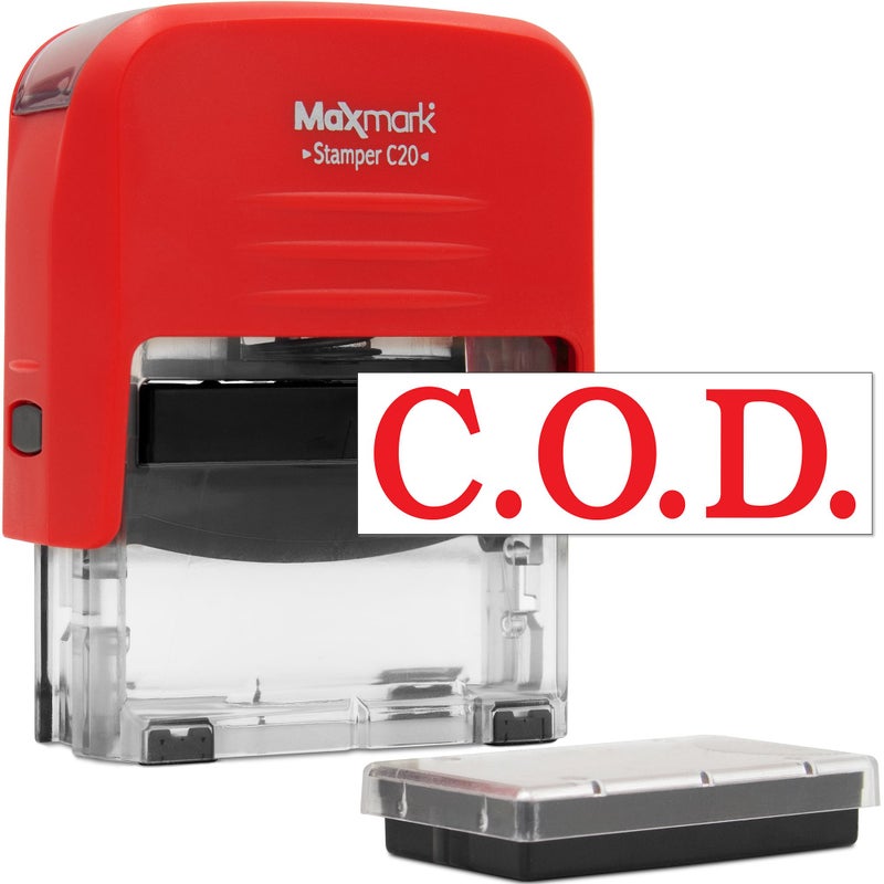 COD Self Inking Stamp Printer 20 with 2 Pads  Red Ink