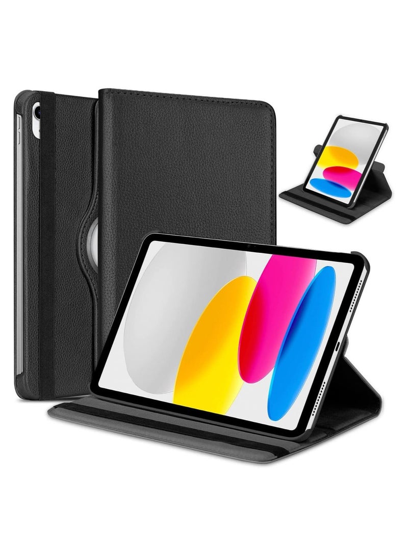 حافظة حماية دوارة لجهاز iPad 10.9 الجيل العاشر (2022) حامل دوار 360 درجة متعدد الزوايا غطاء حماية قابل للدوران 360 درجة لجهاز iPad الجيل العاشر 2022 إصدار A2696 A2757 A2777 أسود - Image 1