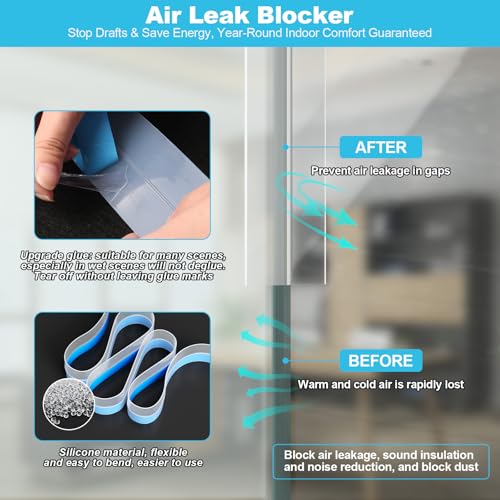 Greymond Weather Stripping Door Seal, Silicone Strip for Frame and Gaps Draft Stopper,Glass Shower Door Sweep, Clear, 20 Feet x 1 Inch - Image 5