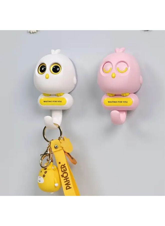 عصفور صغير يغمز هوك أحمر لاصق حامل جدار بدون حفر خزانة باب الحمام تخزين - Image 3