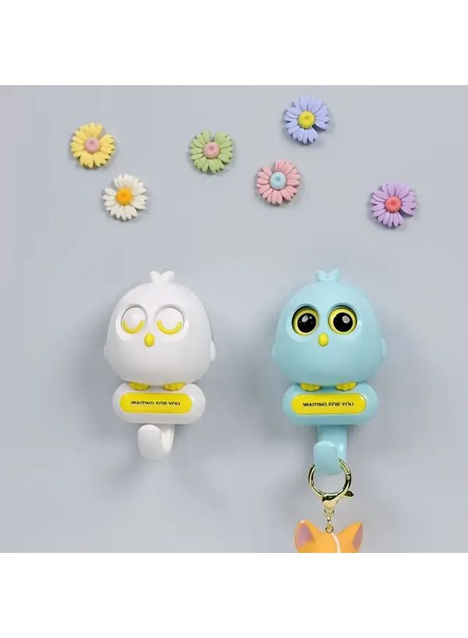 عصفور صغير يغمز هوك أحمر لاصق حامل جدار بدون حفر خزانة باب الحمام تخزين - Image 5