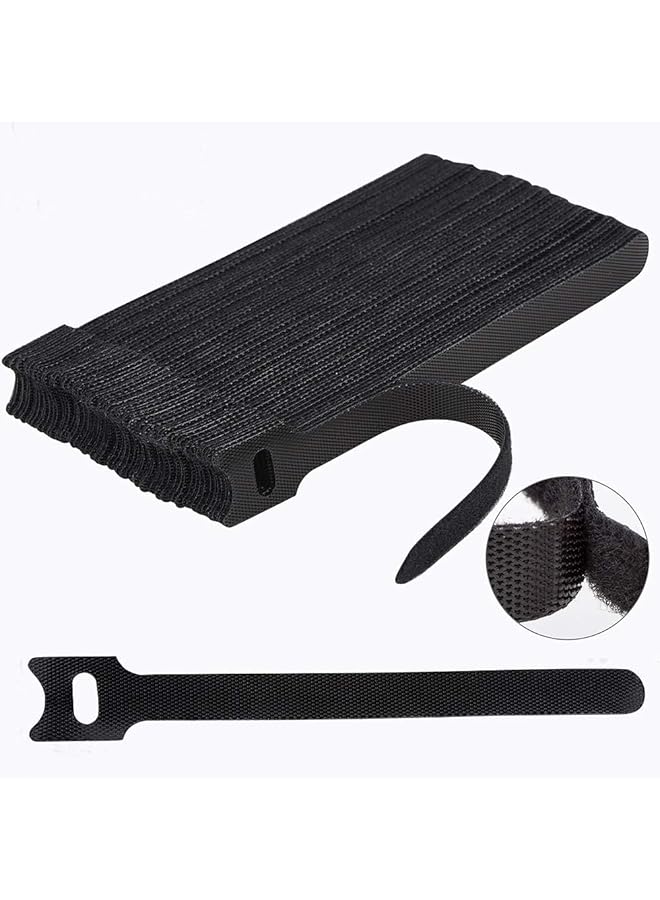 PROMASS 80PCS Reusable Cable Ties, Black Adjustable 6-Inch Cord Organizer Ties, Multi-purpose Hook Loop Cable Management Wire Ties for Organizing Home, Office, Data Centers  - Image 1
