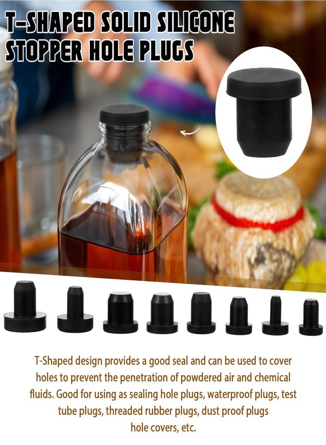 cobee 80 Pcs Silicone Rubber Hole Plug, 8 Sizes Plastic Hole Plugs Silicone Plug Cap Set, Black High Temp T-Type Hole Plug for Powder Coating Waterproof Sealing Plugs Pipe Holes Test Tube Plugs - Image 3