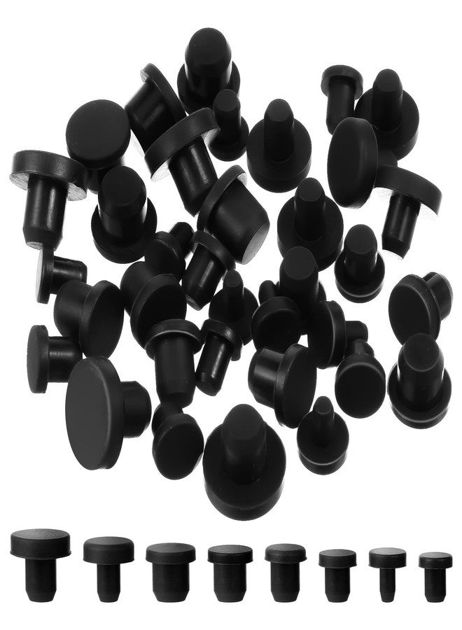 cobee 80 Pcs Silicone Rubber Hole Plug, 8 Sizes Plastic Hole Plugs Silicone Plug Cap Set, Black High Temp T-Type Hole Plug for Powder Coating Waterproof Sealing Plugs Pipe Holes Test Tube Plugs - Image 1