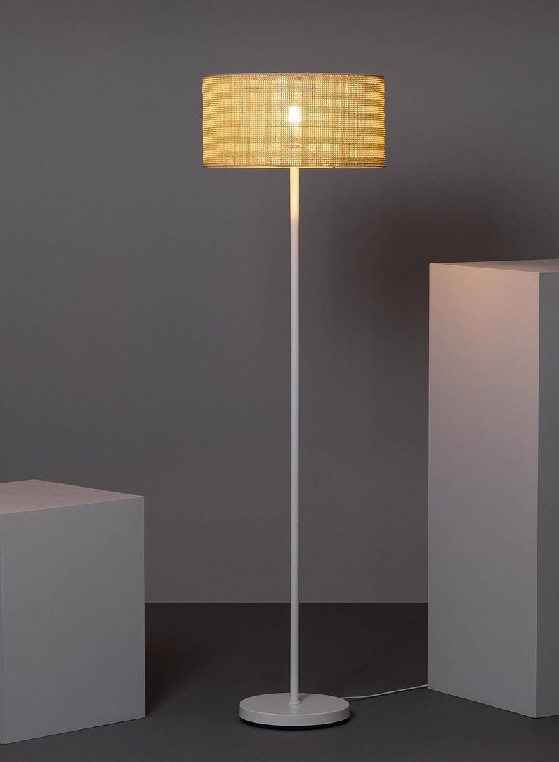 بريمو بلس مصباح أرضي بطابع أوروبي بسيط أبيض , مصباح طويل قائم بنمط ريفي مع عاكس للضوء من الكتان، مصباح قائم للقراءة لغرفة المعيشة، مصباح عمود طويل لغرفة النوم/العائلة/المكتب - Image 5