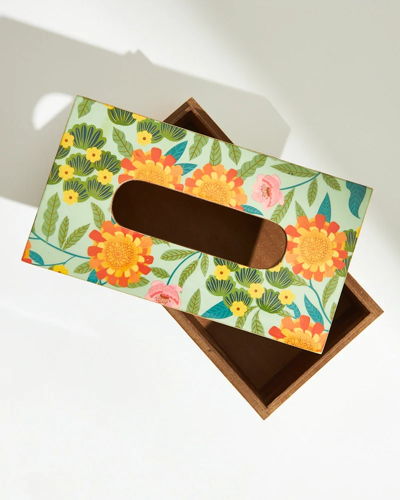 Chumbak Marigold Tissue Box, Wood
