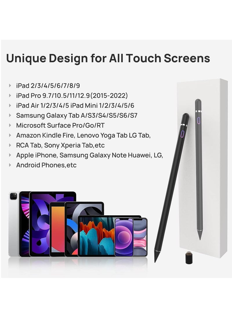 ELTRAZONE Stylus Pens for Touch Screens, Upgraded Pencil Compatible with iPad Generation Pro Air Mini iPhone Galaxy Surface Kindle Fire Android Alternative Tablet Stylist Smart Digital Drawing Pen (Jet Black) - Image 3
