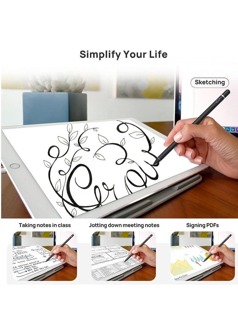 ELTRAZONE Stylus Pens for Touch Screens, Upgraded Pencil Compatible with iPad Generation Pro Air Mini iPhone Galaxy Surface Kindle Fire Android Alternative Tablet Stylist Smart Digital Drawing Pen (Jet Black) - Image 4