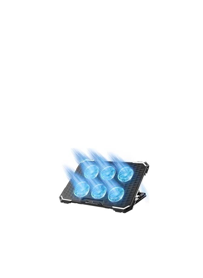 Generic Standard Laptop Cooler Support ICE-06N With blue Led of fans - With rolling speeder, 2USB ports & 6 Levels (418 * 286 * 28 mm)  - Image 2